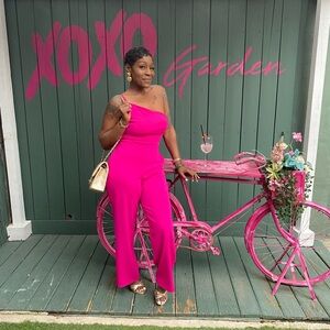 Pink one shoulder romper